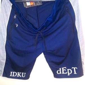 IDKU blue grey shorts